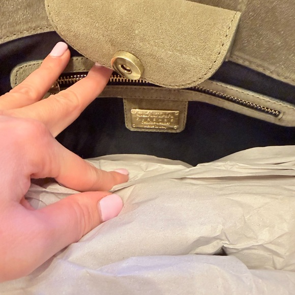 VIRAL CLAUDIA FIRENZE OLIVE GREEN SUEDE LEATHER TOTE SATCHEL BAG NWT - Picture 3 of 15